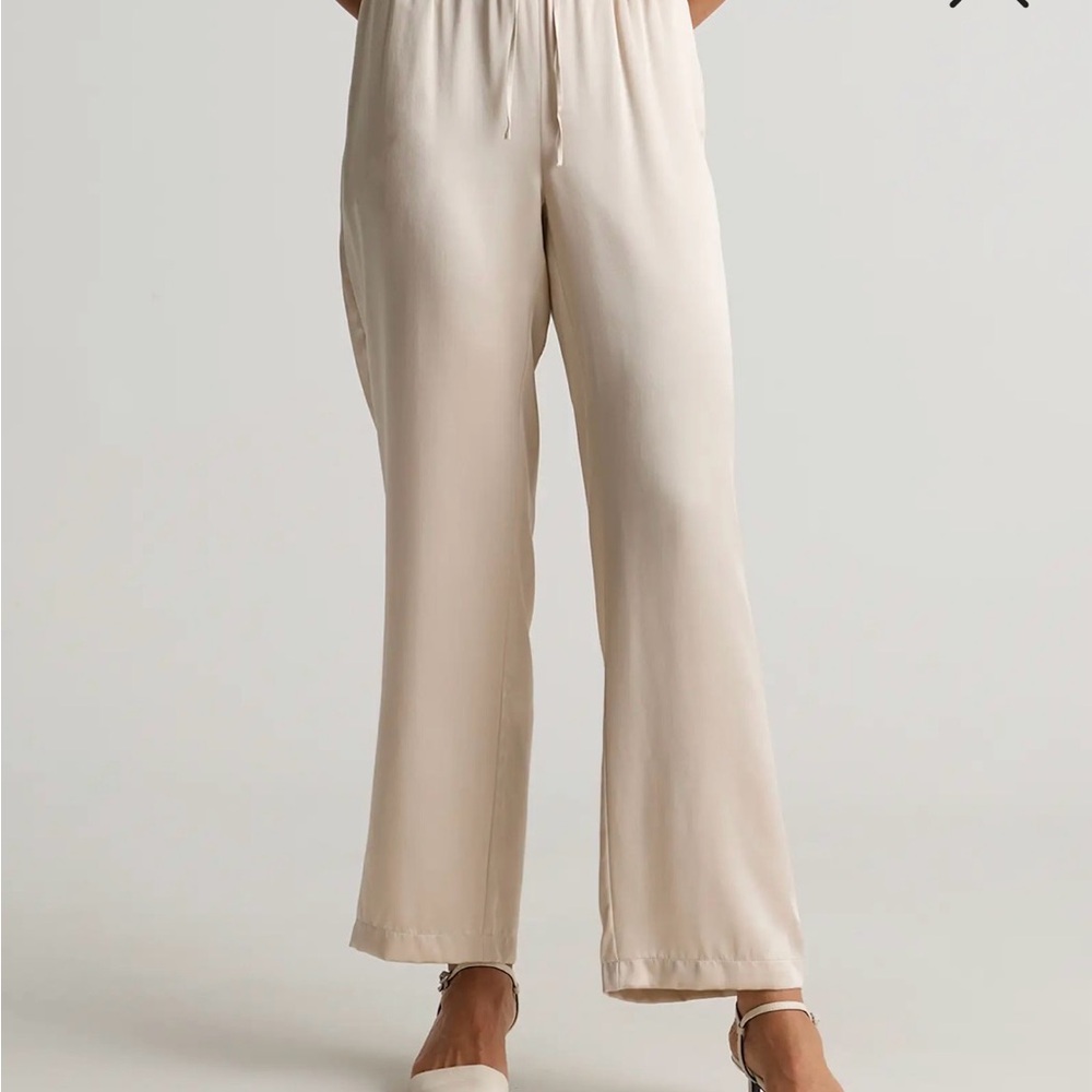 Quince Elegant Cream Wide Leg Pants